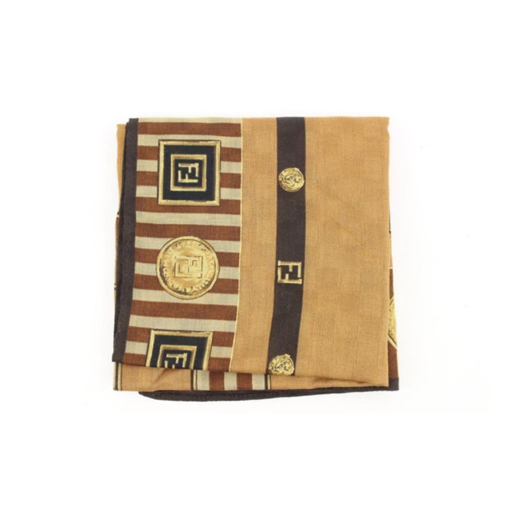 Fendi Brown x Black x Gold FF Zucca Logo Scarf 2f815a - Picture 8 of 12